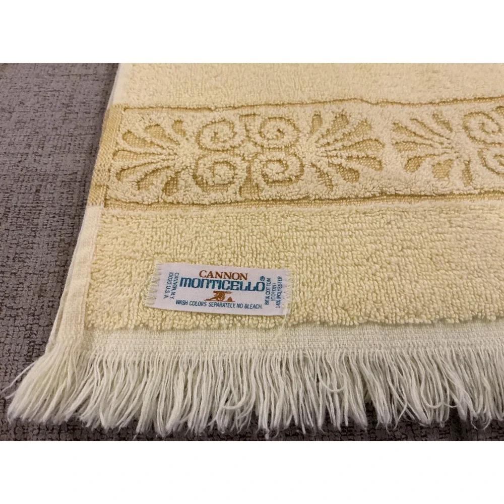 Vintage Cannon Monticello Towel Set Pink Yellow Tan Floral Jacquard Retro 7pc